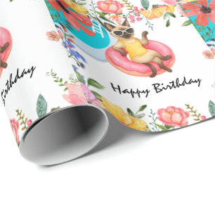 Katzen-Poolparty für Katzenliebhaber Geschenkpapier