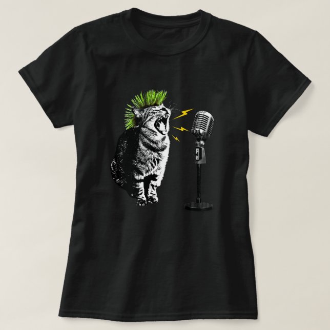 Katzen-Punk, Lustiges Grafik-T-Shirt T-Shirt (Design vorne)