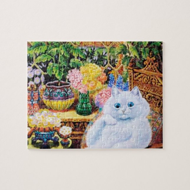 Katzen-Puzzlespiel, Katze Louis Wain im Garten (Horizontal)