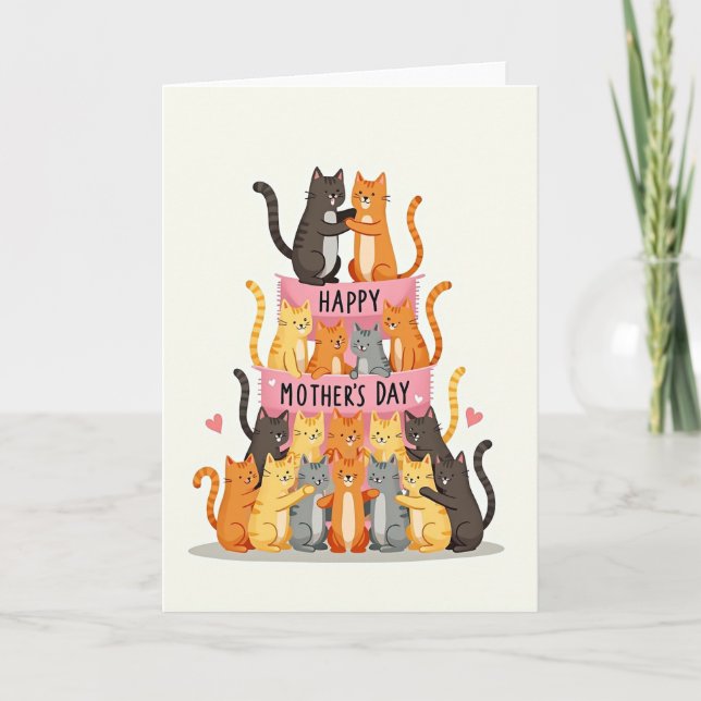 Katzen Pyramide Muttertagskarte Karte (Vorderseite)