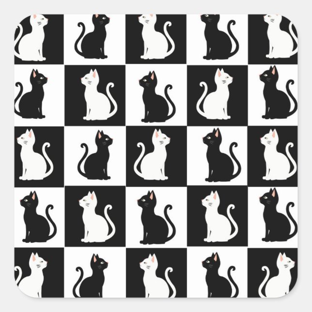 Katzen Quadratischer Aufkleber (Vorderseite)