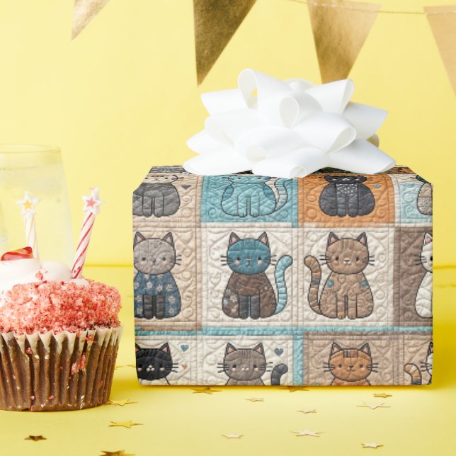 Katzen-Quilt-Design Geschenkpapier (Geburtstagsparty)