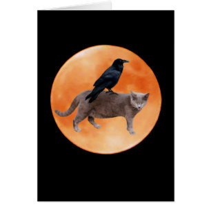 Katzen-Raben-Mond-Karte
