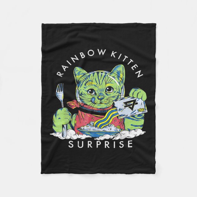 Katzen Rainbow Kitten Überraschung Niedliches Esse Fleecedecke (Vorderseite)
