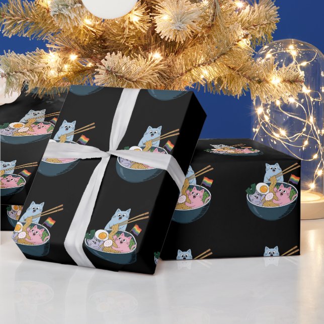 Katzen Rainbow LGBTQ Gay Lesbian Pride Allegie Geschenkpapier (Feiertage)