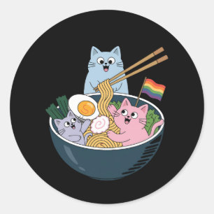 Katzen Rainbow LGBTQ Gay Lesbian Pride Allegie Runder Aufkleber