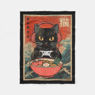 Katzen Ramen Japanisch Lustig Grafik Kawaii Anime  Fleecedecke