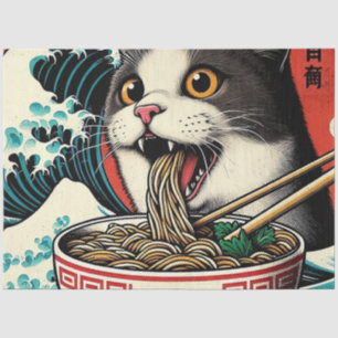 Katzen-Ramen japanische Kunst im Vintage-Stil Seidenpapier