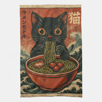 Katzen-Ramen Japanisches Lustiges Grafik Kawaii Ka Geschirrtuch