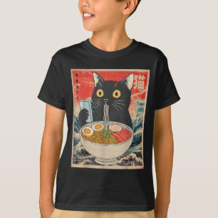 Katzen-Ramen lustige Grafik-Shirts japanische kawa T-Shirt