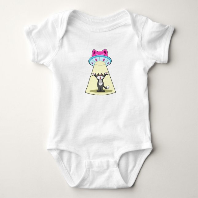 Katzen-Raumschiff Baby Strampler (Vorderseite)