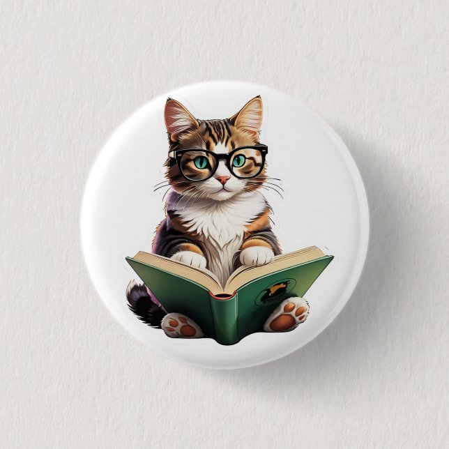 Katzen-Reading-Buch Button (Vorderseite)