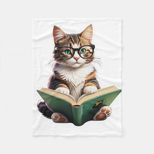Katzen-Reading-Buch Fleecedecke (Vorderseite)