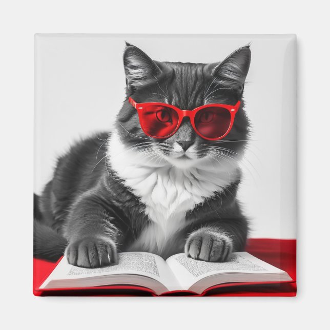 Katzen-Reading-Buch Magnet (Vorne)