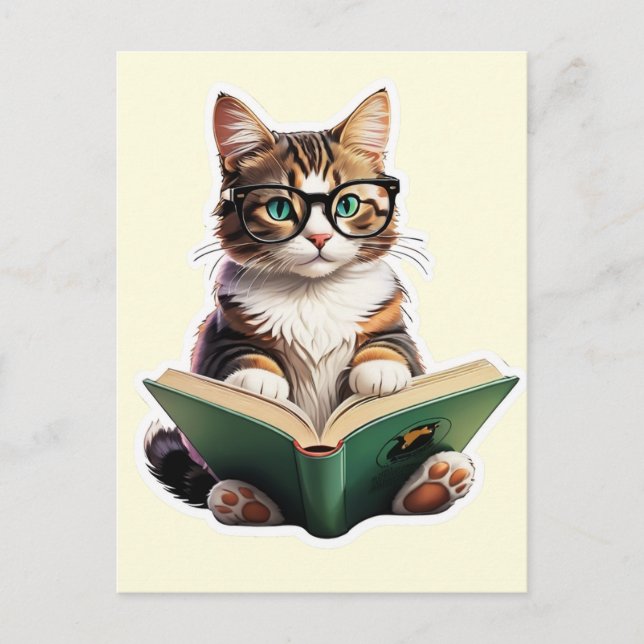 Katzen-Reading-Buch Postkarte (Vorderseite)