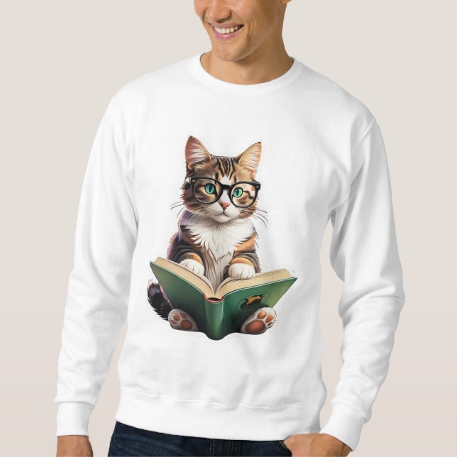 Katzen-Reading-Buch Sweatshirt (Vorderseite)