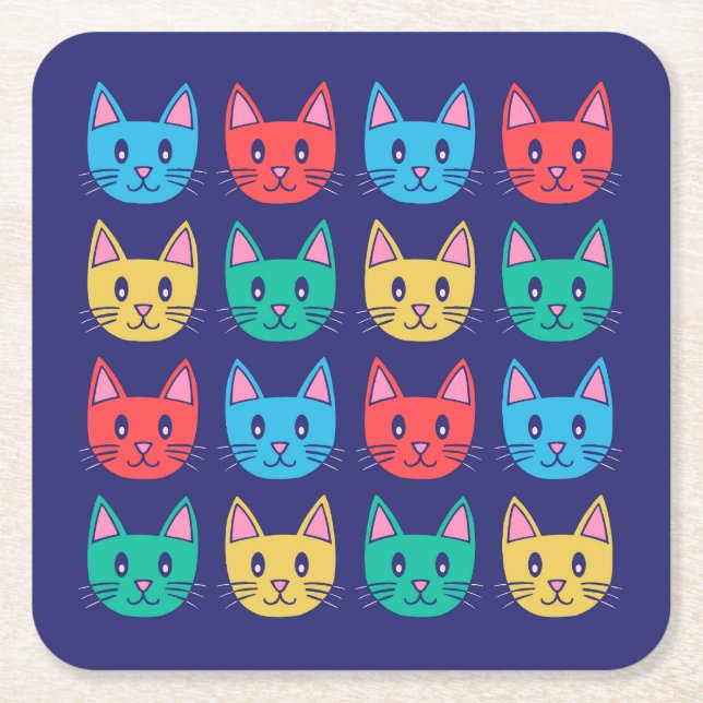 Katzen Rechteckiger Pappuntersetzer (Vorderseite)