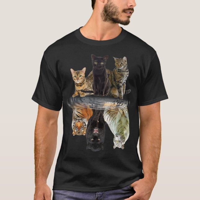 Katzen Reflection Friend Katze Liebhaber Niedlich  T-Shirt (Vorderseite)