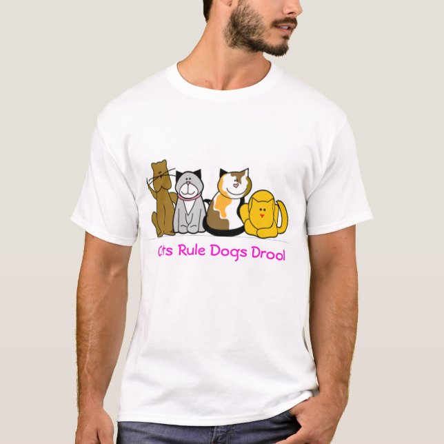Katzen-Regel-Hundegeifer T-Shirt (Vorderseite)