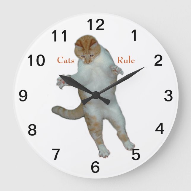Katzen Regel Katzen spielen Wall Clock Große Wanduhr (Vorderseite)