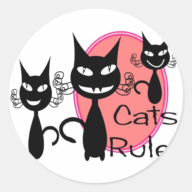 Katzen Regel!!!!!!!!! Runder Aufkleber (Vorderseite)