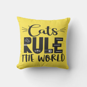 Katzen regieren die Welt trendige Schrift Schnurrh Kissen