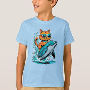 Katzen reiten auf dem Rücken eines freundlichen Sc T-Shirt