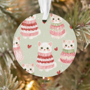 Katzen Rosa Rote Herzen Ornament