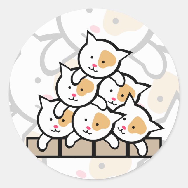 Katzen Runder Aufkleber (Vorderseite)