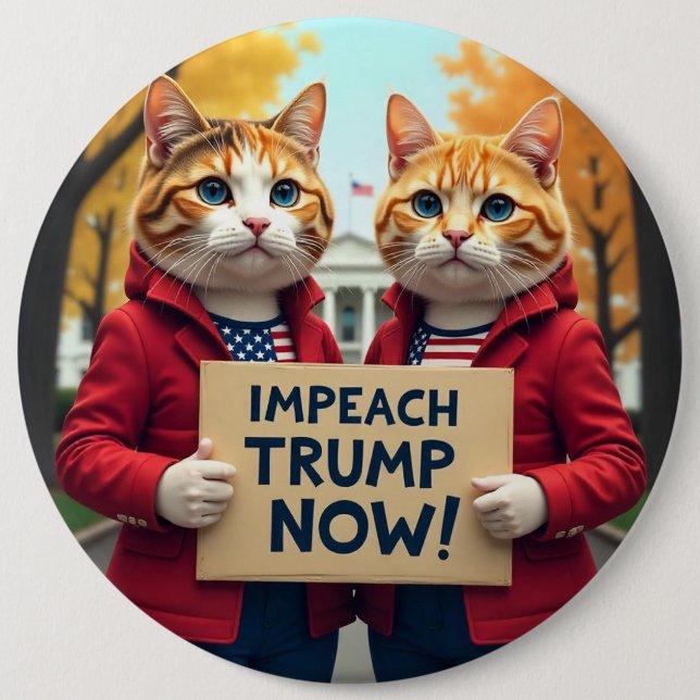 Katzen sagen Impeach Trump Button (Vorderseite)
