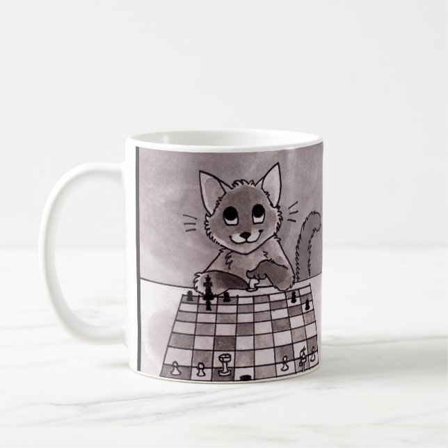 Katzen-Schach-Tasse Kaffeetasse (Links)