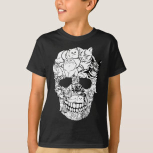 Katzen-Schädel-Shirt - Kitty-Skelett-Halloween-Kos T-Shirt