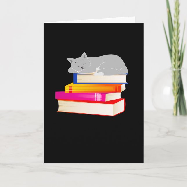 Katzen schlafen auf Büchern Lesen Katze Lover Karte (Vorderseite)