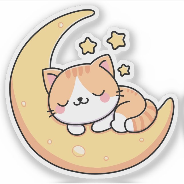 Katzen schlafen auf dem Mond Aufkleber (Vorderseite)