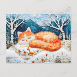 Katzen schlafen in einem Fantasy-Wald aus Felt Tec Postkarte