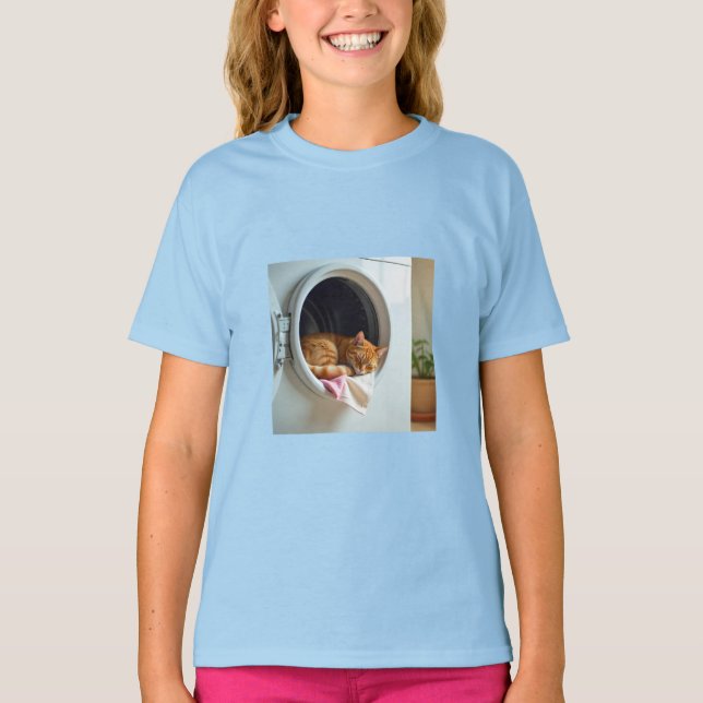 Katzen schlafen in Waschmaschine T - Shirt (Vorderseite)