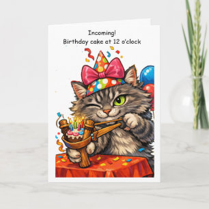 Katzen-Schleuder-Torte Geburtstag Lustige Geschenk Karte