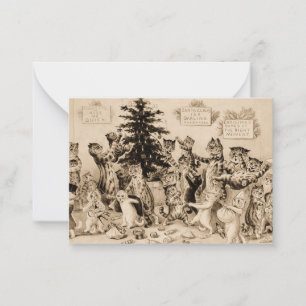 Katzen schmücken den Weihnachtsbaum von Louis Wain Mitteilungskarte