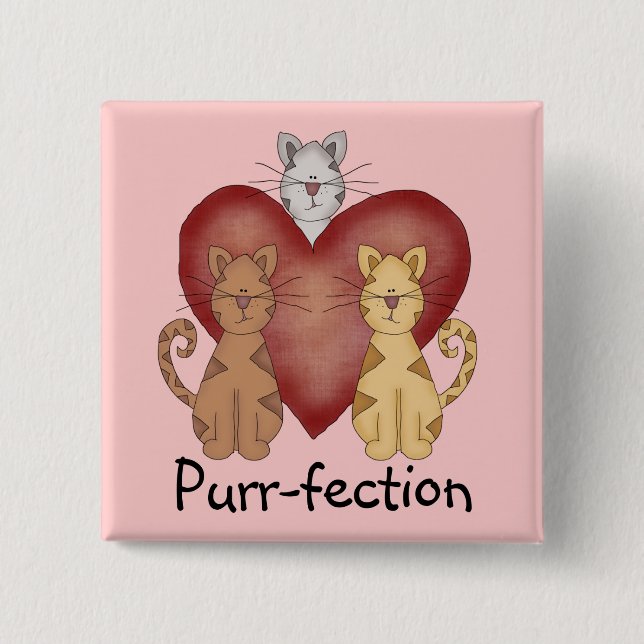 Katzen Schnurren-fection T-Shirts und Geschenke Button (Vorderseite)