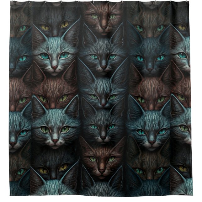 Katzen Schöne Dunkle Emo Goth Liebhaber Duschvorhang (Vorderseite)