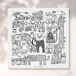 Katzen Schwarz-Weiß Zeichnend Kunst drucken Poster