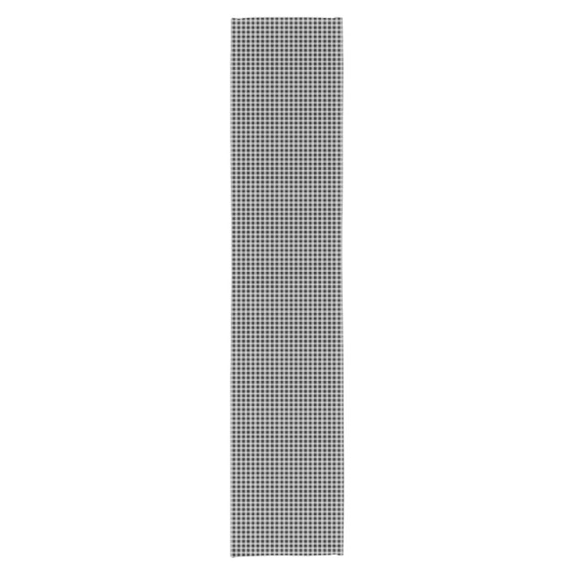 Katzen-Schwarzweiss-Gingham-Karo-kariertes Muster Kurzer Tischläufer (Vorderseite)