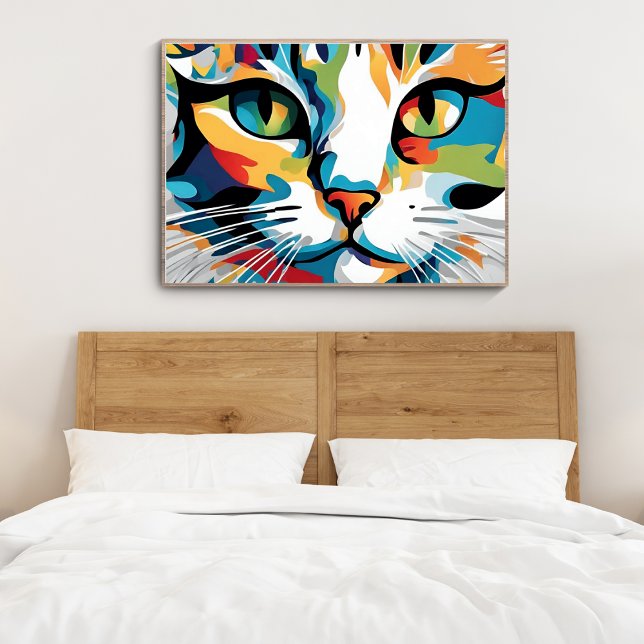 Katzen sehen sich modernen Kunstplakaten gegenüber Poster (Cats Face Modern Art Poster)