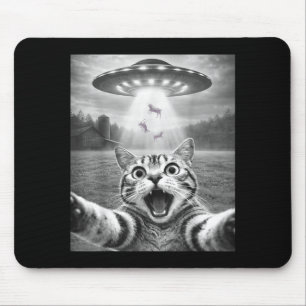 Katzen-Selfie mit Alien-UFO Lustige Katze für Männ Mousepad