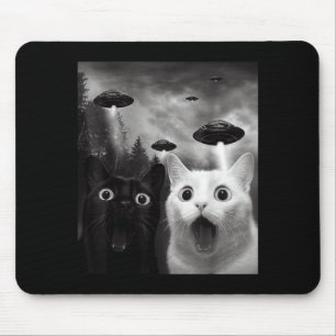 Katzen-Selfie mit Alien-UFO Lustige Katze für Männ Mousepad