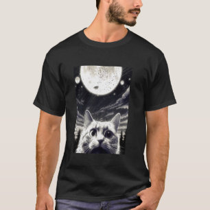 Katzen-Selfie mit Alien-UFO Lustige Katzen-Männer- T-Shirt