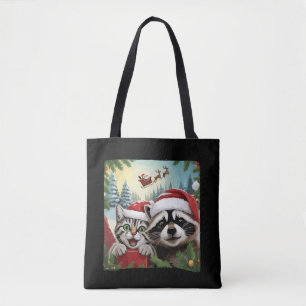 Katzen-Selfie mit Santas Schlitten seltsamer Wasch Tasche