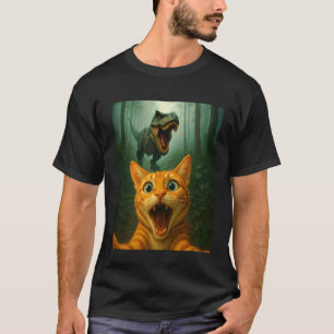Katzen-Selfie mit T-Rex-Dinosaurier Lustige Katze T-Shirt