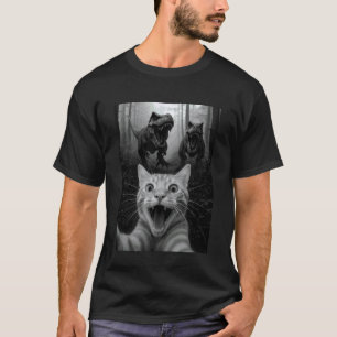 Katzen-Selfie mit T-Rex-Dinosaurier Lustige Katzen T-Shirt