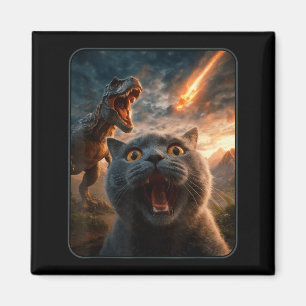 Katzen-Selfie mit T-Rex-Dinosaurier Lustiges Katze Magnet